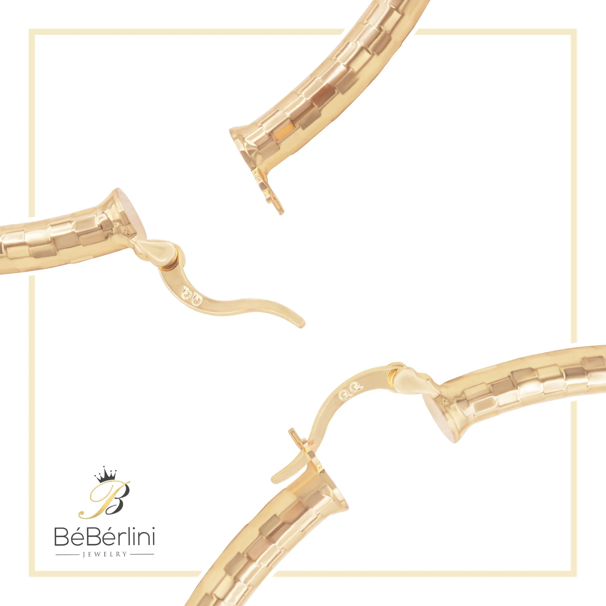 14K Gold-Filled Box Cut Hoop Women Earrings 4 mm Thick 25-80 mm