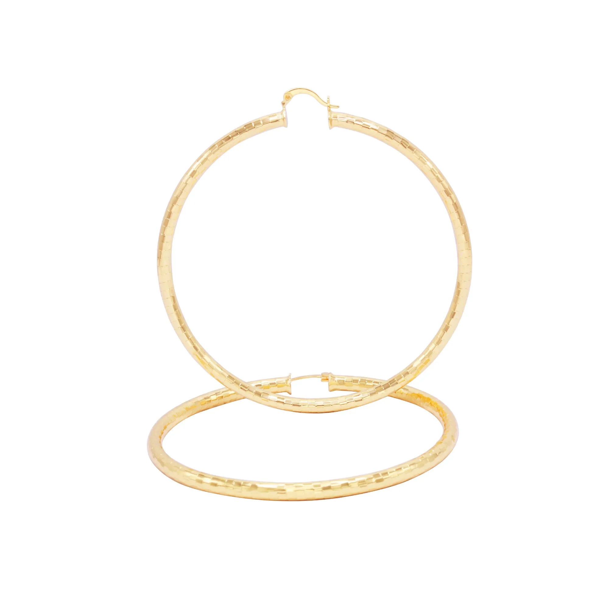 14K Gold-Filled Box Cut Hoop Women Earrings 4 mm Thick 25-80 mm