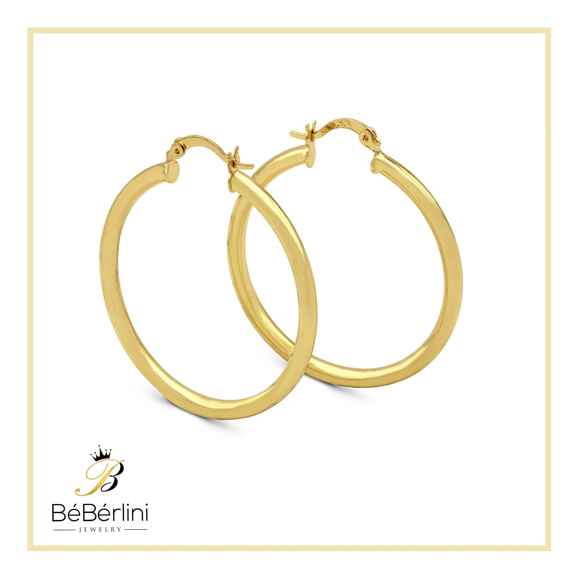 14K Gold-Plated Hoop Earrings 3 mm 25 - 70 mm