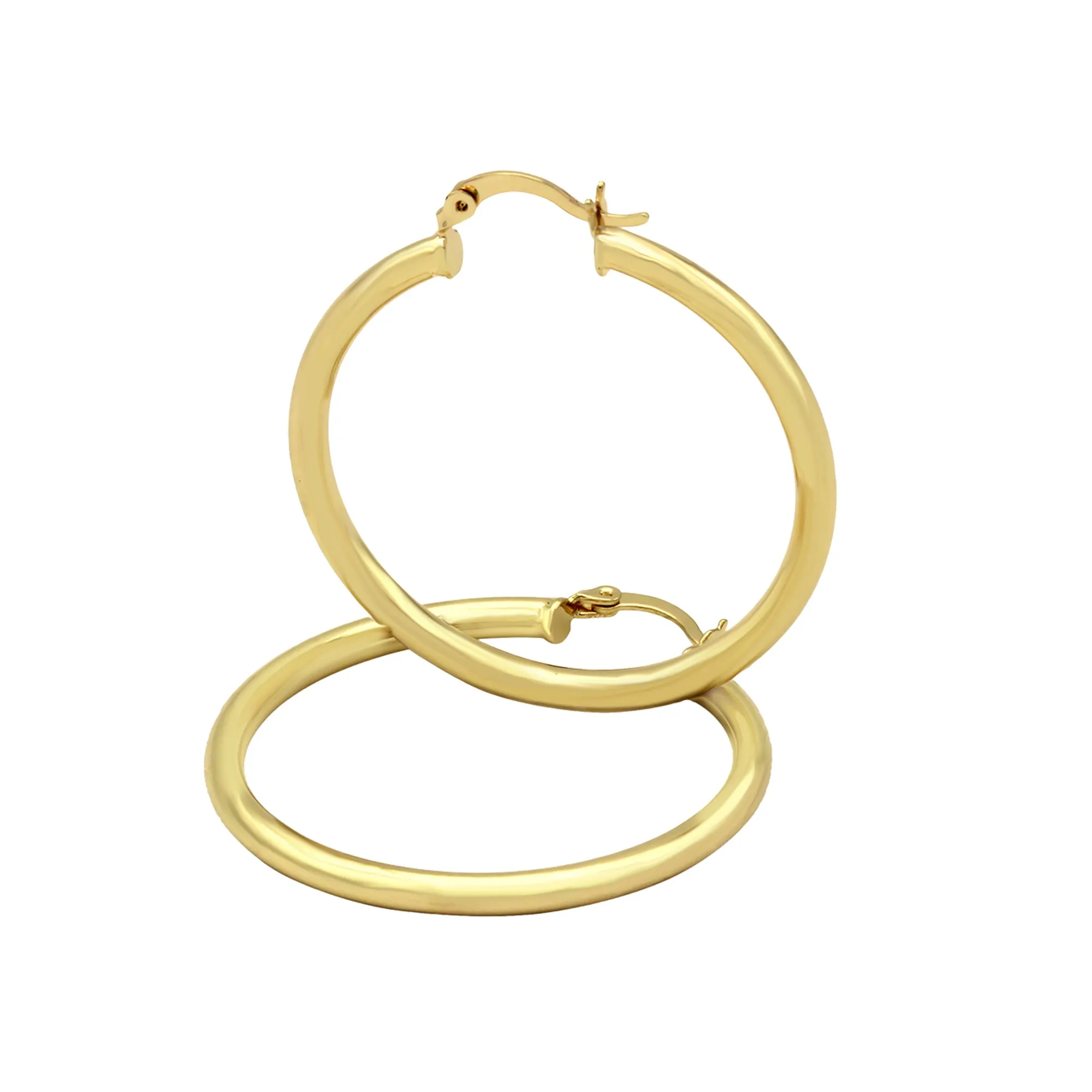 14K Gold-Plated Hoop Earrings 3 mm 25 - 70 mm