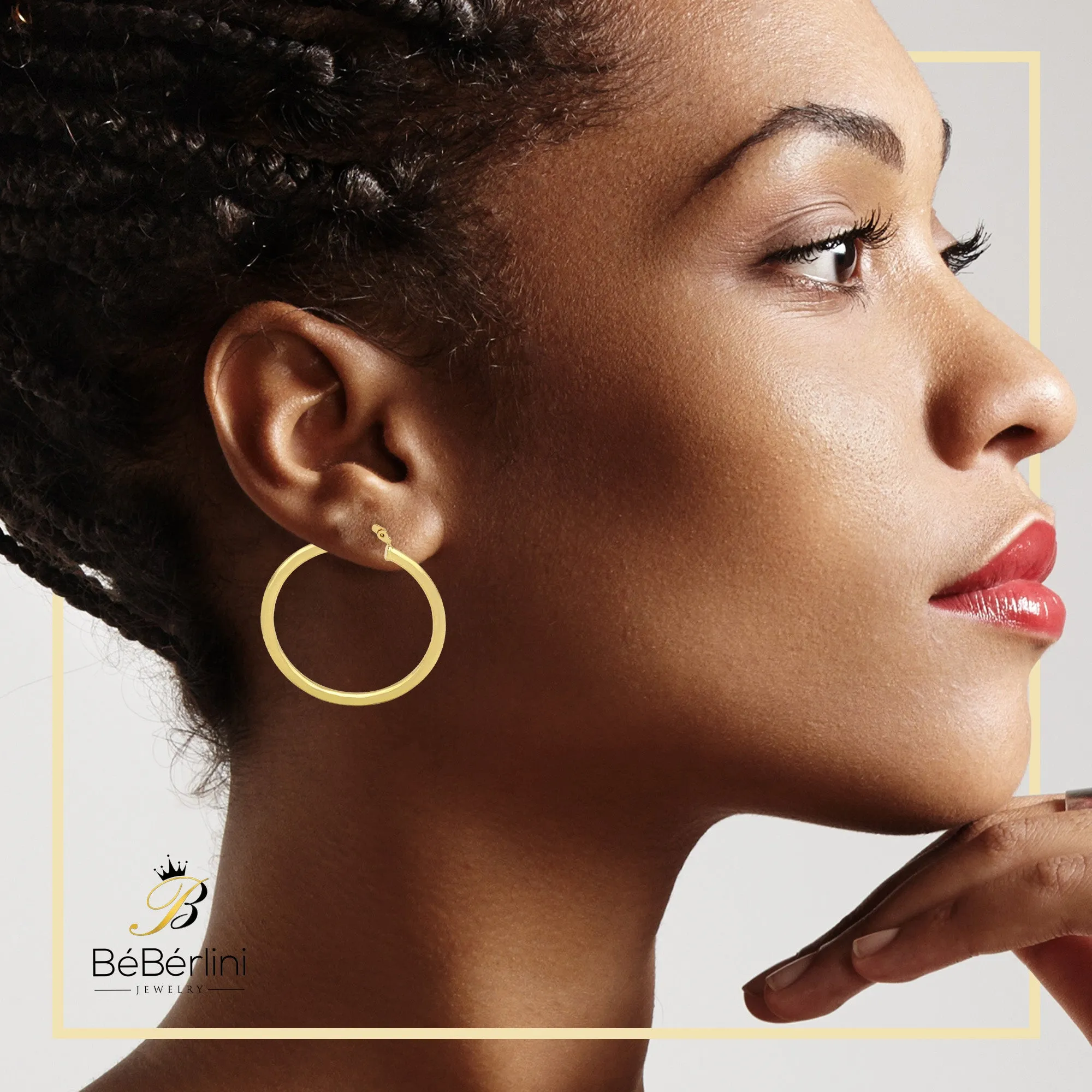 14K Gold-Plated Hoop Earrings 3 mm 25 - 70 mm