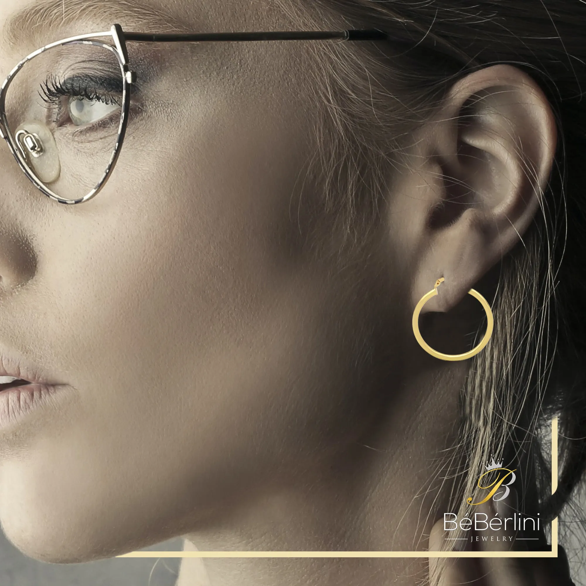 14K Gold-Plated Hoop Earrings 3 mm 25 - 70 mm