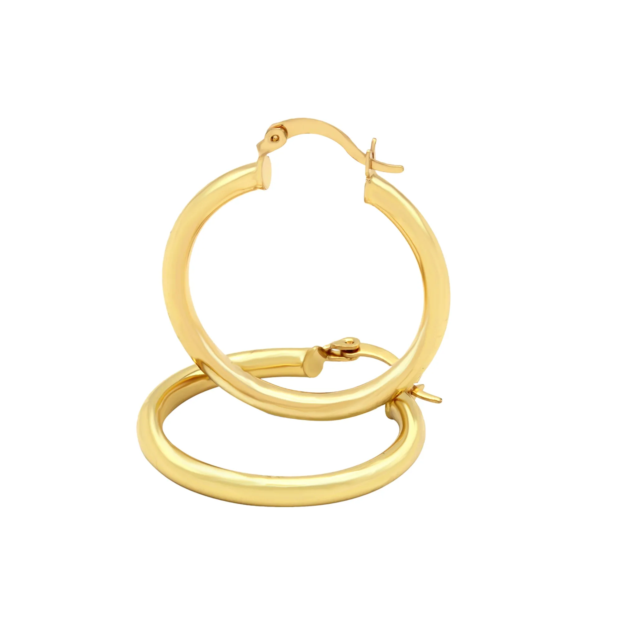 14K Gold-Plated Hoop Earrings 3 mm 25 - 70 mm