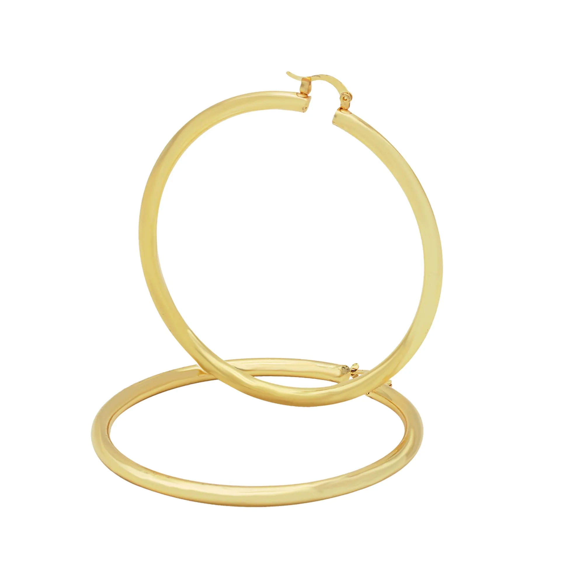 14K Gold-Plated Hoop Earrings 3 mm 25 - 70 mm
