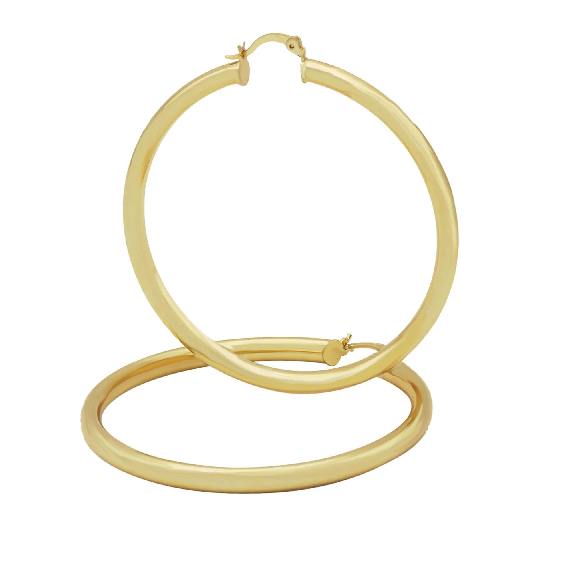 14K Gold-Plated Hoop Earrings 3 mm 25 - 70 mm