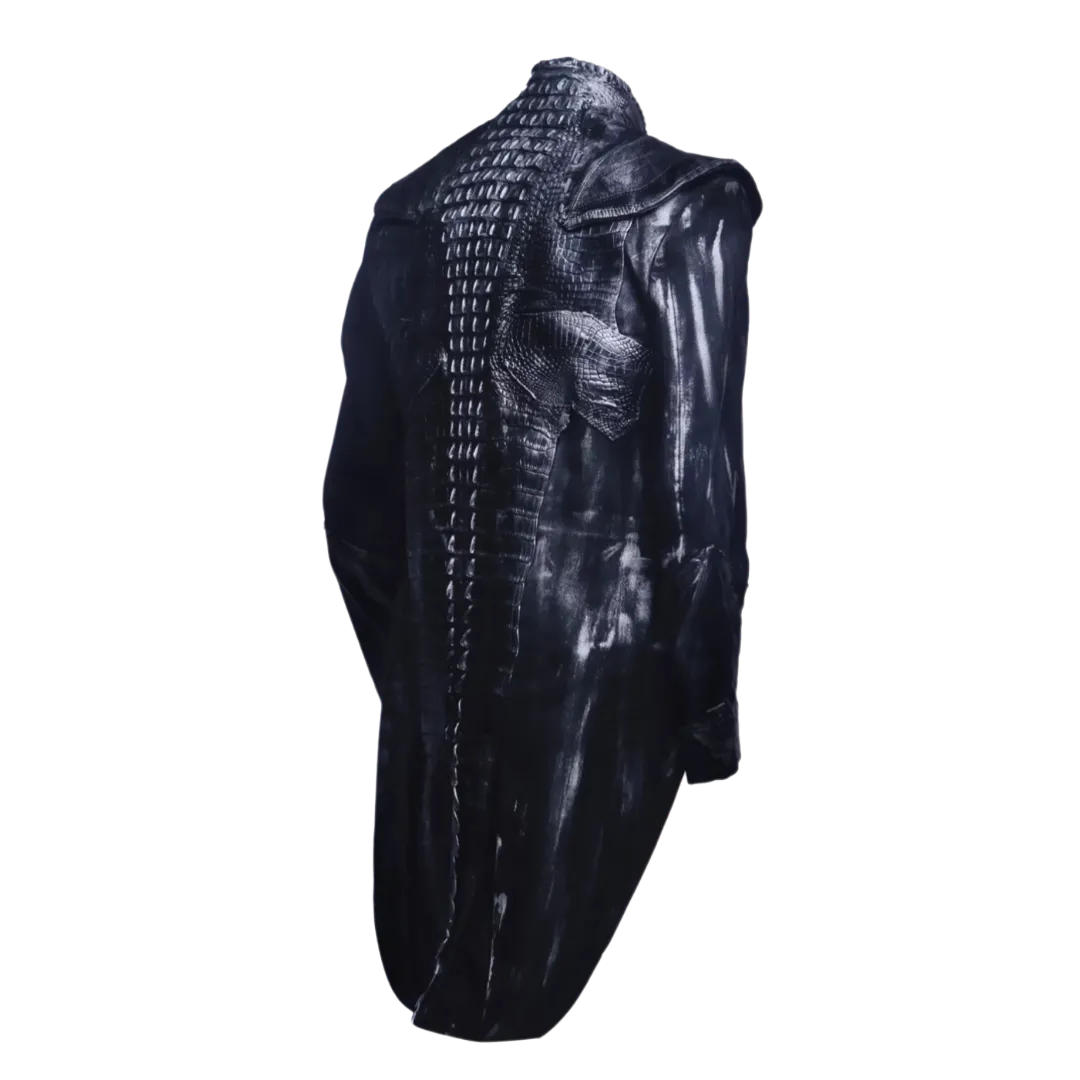 19th Century Inspired Tailcoat Jacket with Leather Shoulders - Handpainted