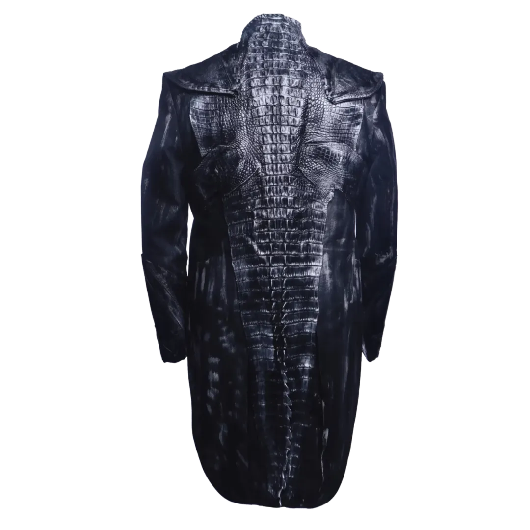 19th Century Inspired Tailcoat Jacket with Leather Shoulders - Handpainted