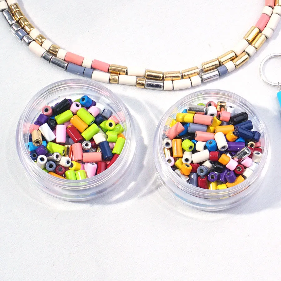 3mm Grey Enamel Tube Bead (10 Pieces)