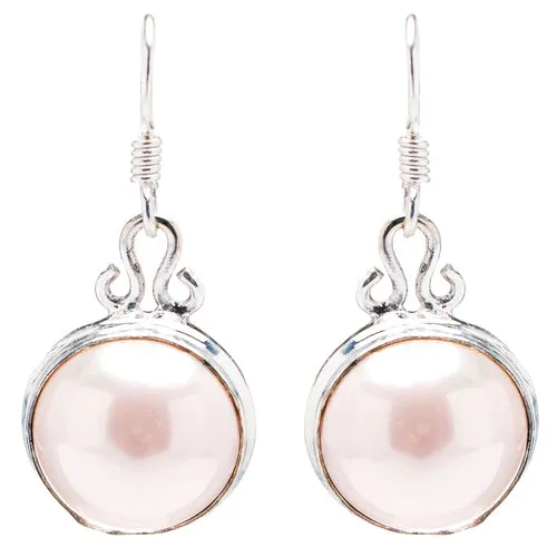 925 Sterling Silver Natural Gemstones Pearl Dangle Earrings FJSVE2116
