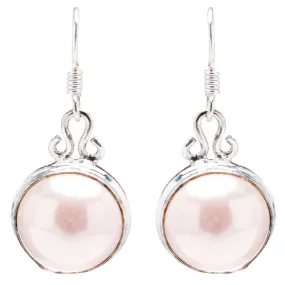 925 Sterling Silver Natural Gemstones Pearl Dangle Earrings FJSVE2116