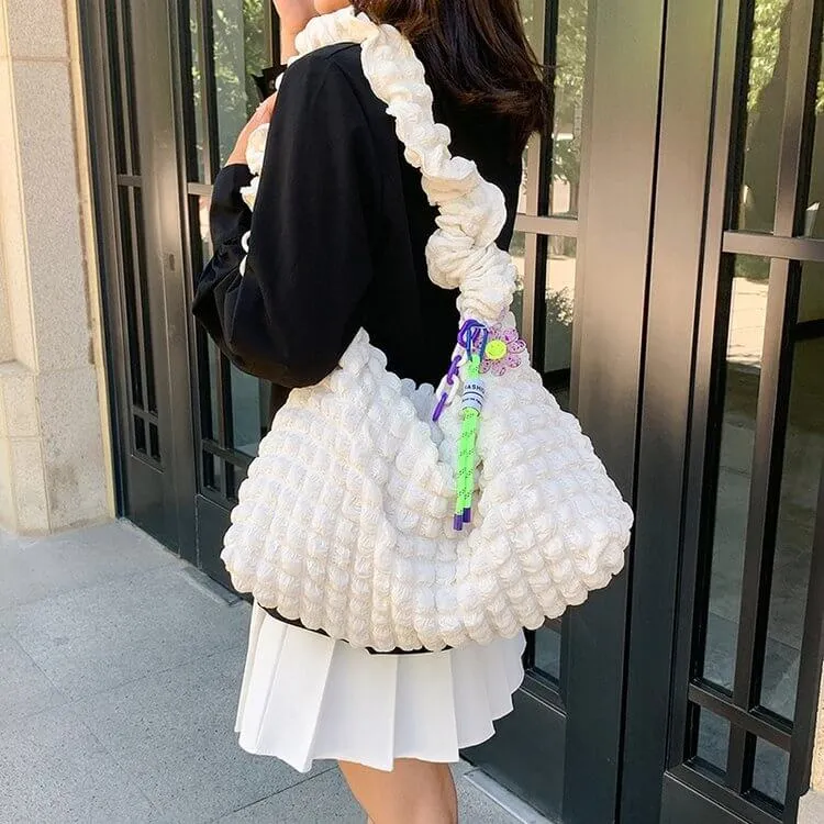 Adjustable Waffle Bubble Shoulder Bag-Showtown