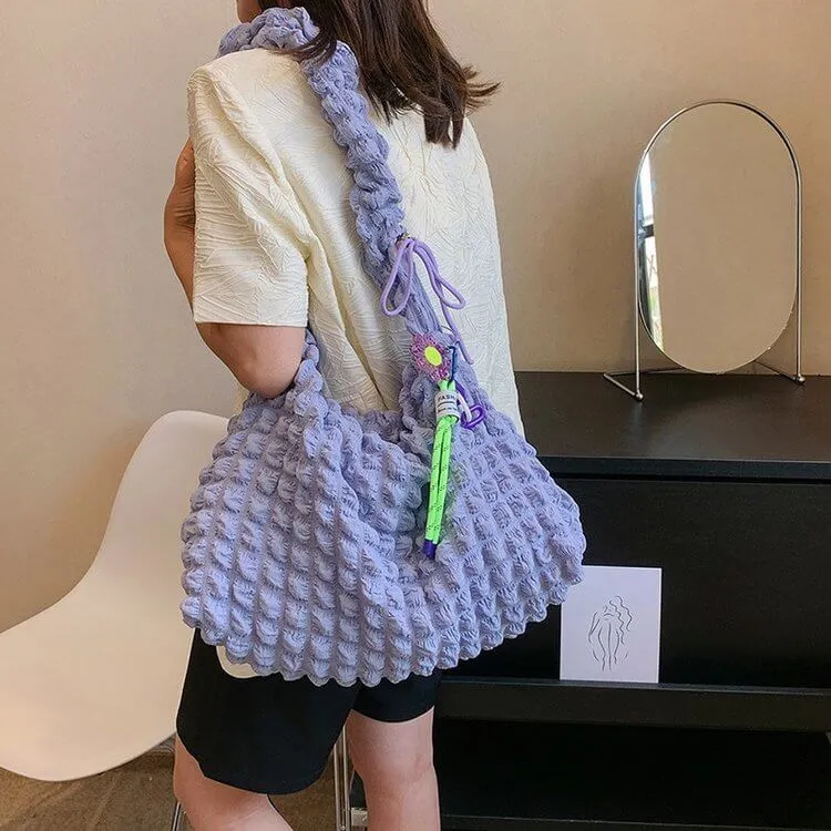 Adjustable Waffle Bubble Shoulder Bag-Showtown