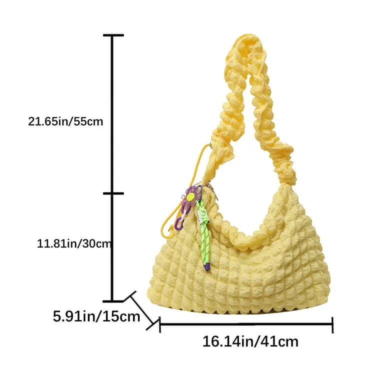 Adjustable Waffle Bubble Shoulder Bag-Showtown
