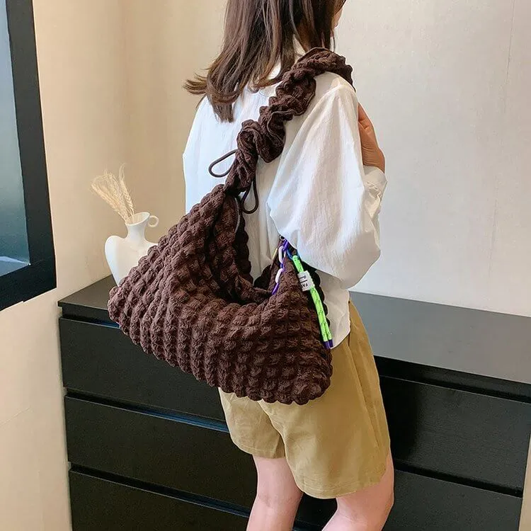 Adjustable Waffle Bubble Shoulder Bag-Showtown