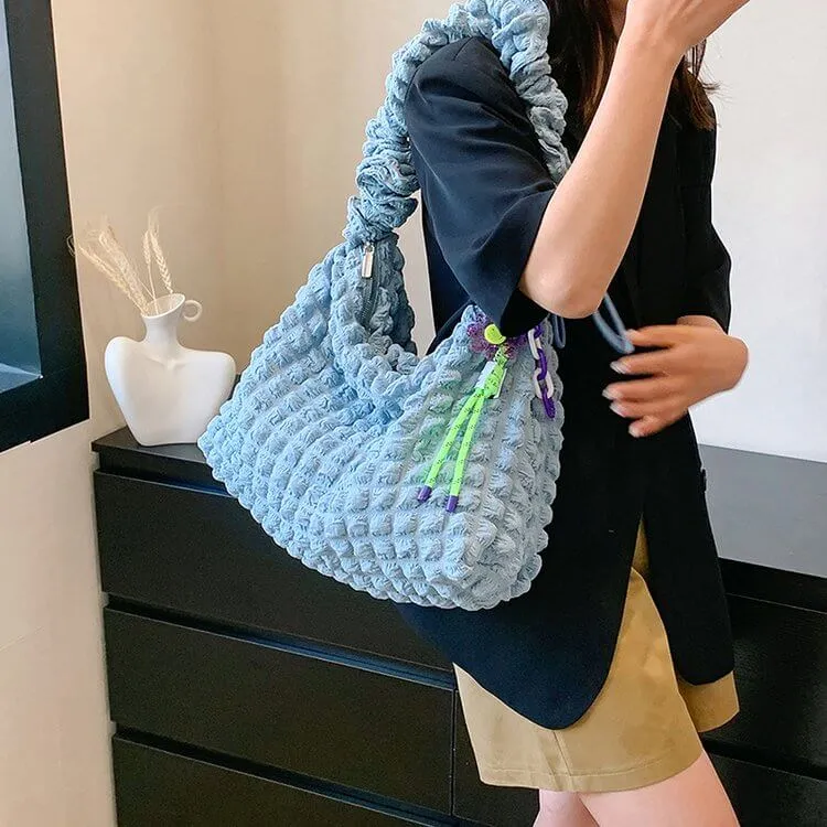 Adjustable Waffle Bubble Shoulder Bag-Showtown