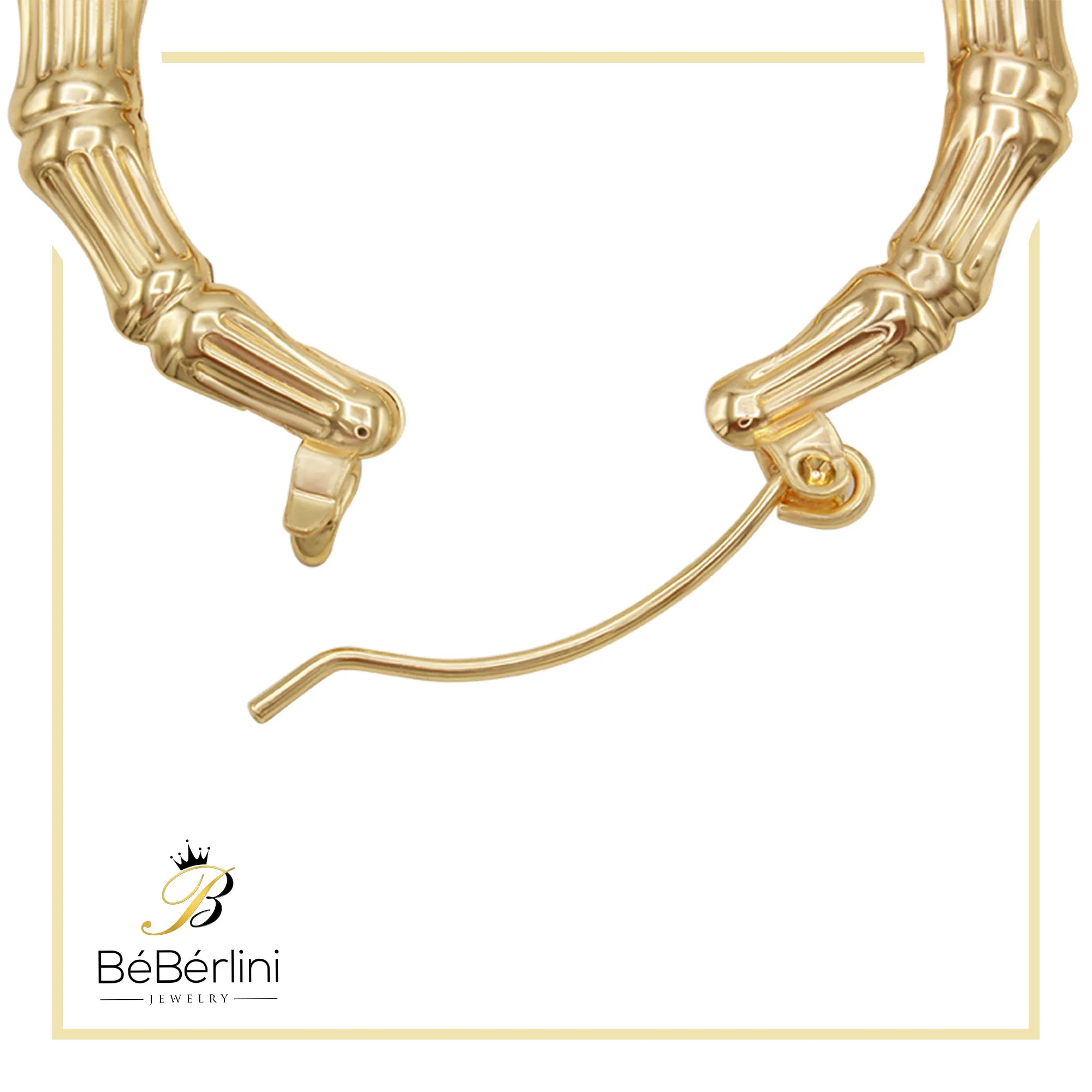 Bamboo Hoop Earrings 14K Gold-Plated Women Jewelry 40 mm
