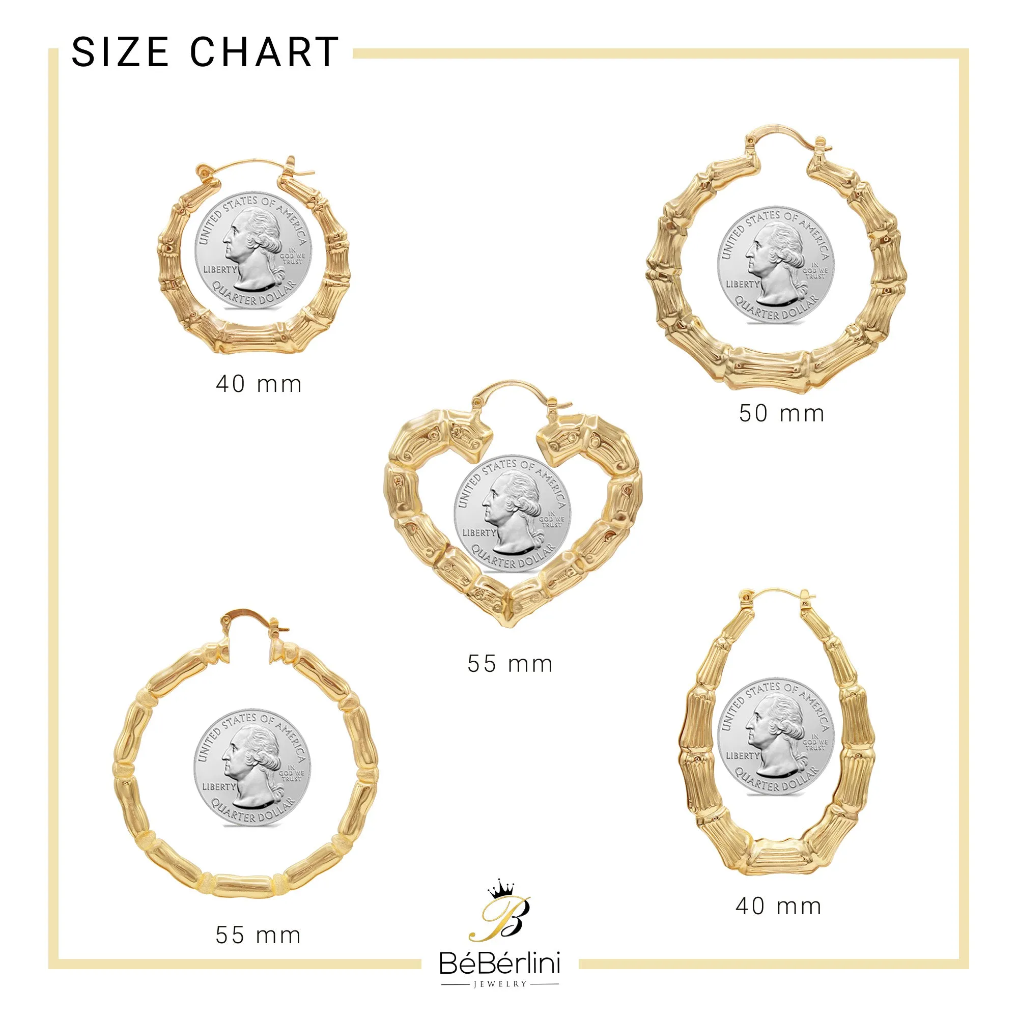 Bamboo Hoop Earrings 14K Gold-Plated Women Jewelry 40 mm