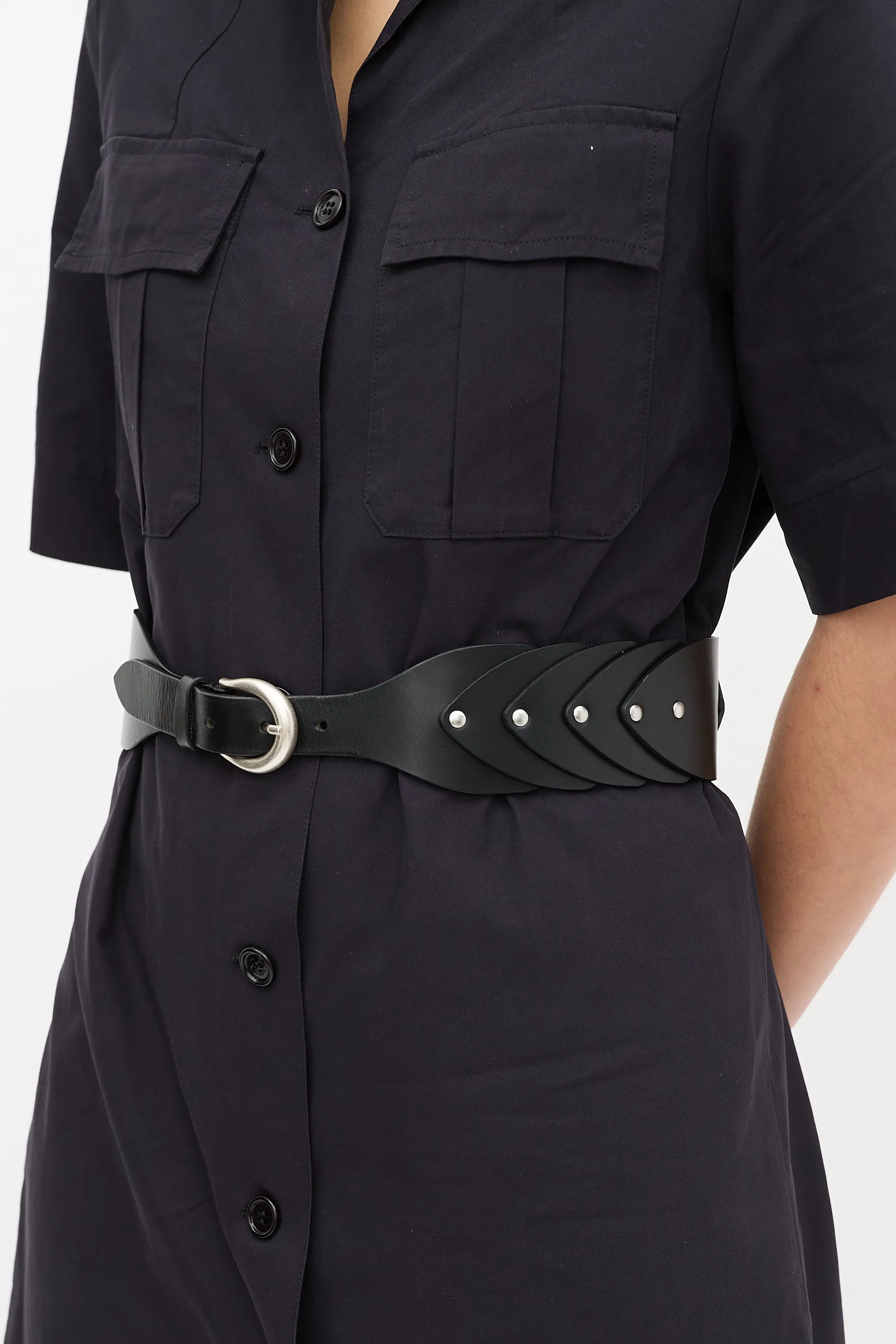 Black Leather Helka Waist Belt