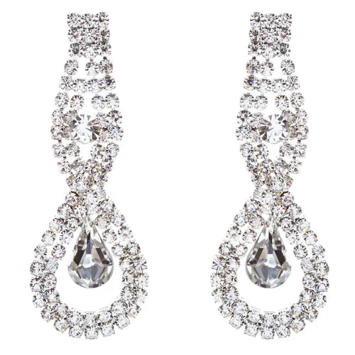 Bridal Wedding Jewelry Crystal Rhinestone Exquisite Tear Drop Earrings J587Clear