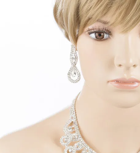 Bridal Wedding Jewelry Crystal Rhinestone Exquisite Tear Drop Earrings J587Clear