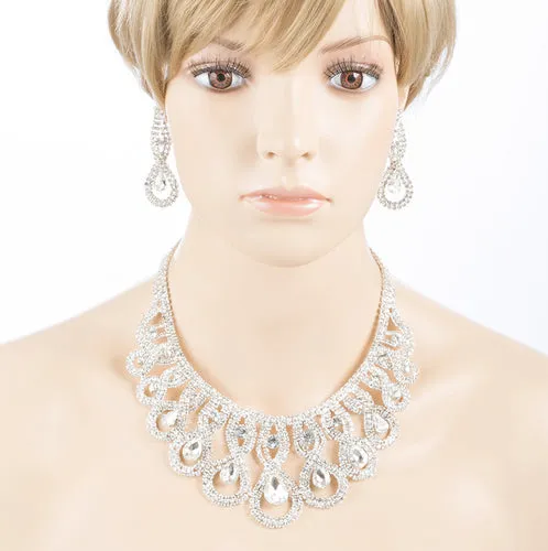 Bridal Wedding Jewelry Crystal Rhinestone Exquisite Tear Drop Earrings J587Clear