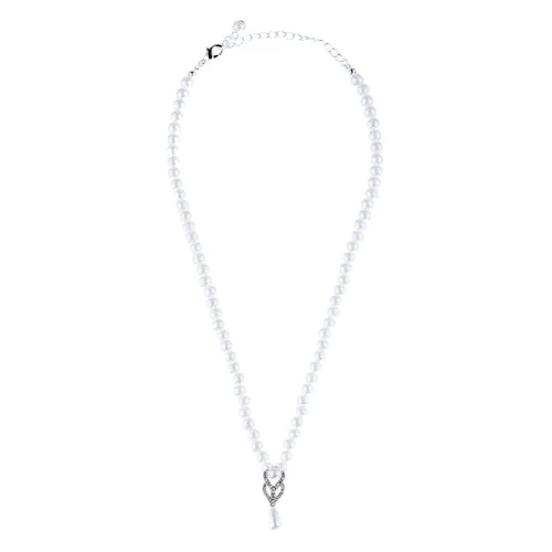 Bridal Wedding Jewelry Set Crystal Vintage Single Strand Pearls Necklace Silver