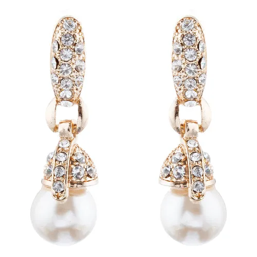 Bridal Wedding Jewelry Set Pearl Rhinestone LN Creme