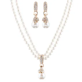 Bridal Wedding Jewelry Set Pearl Rhinestone LN Creme