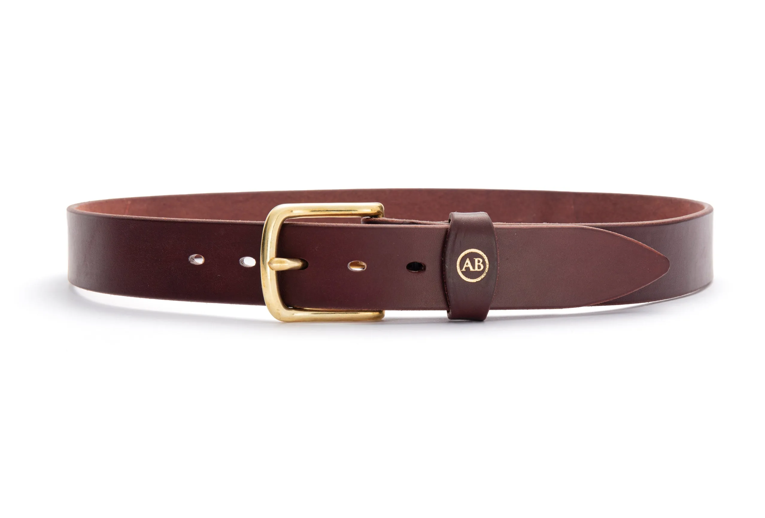 Brunett Leather Belt with Solid Brass Buckle (Dark Natural)