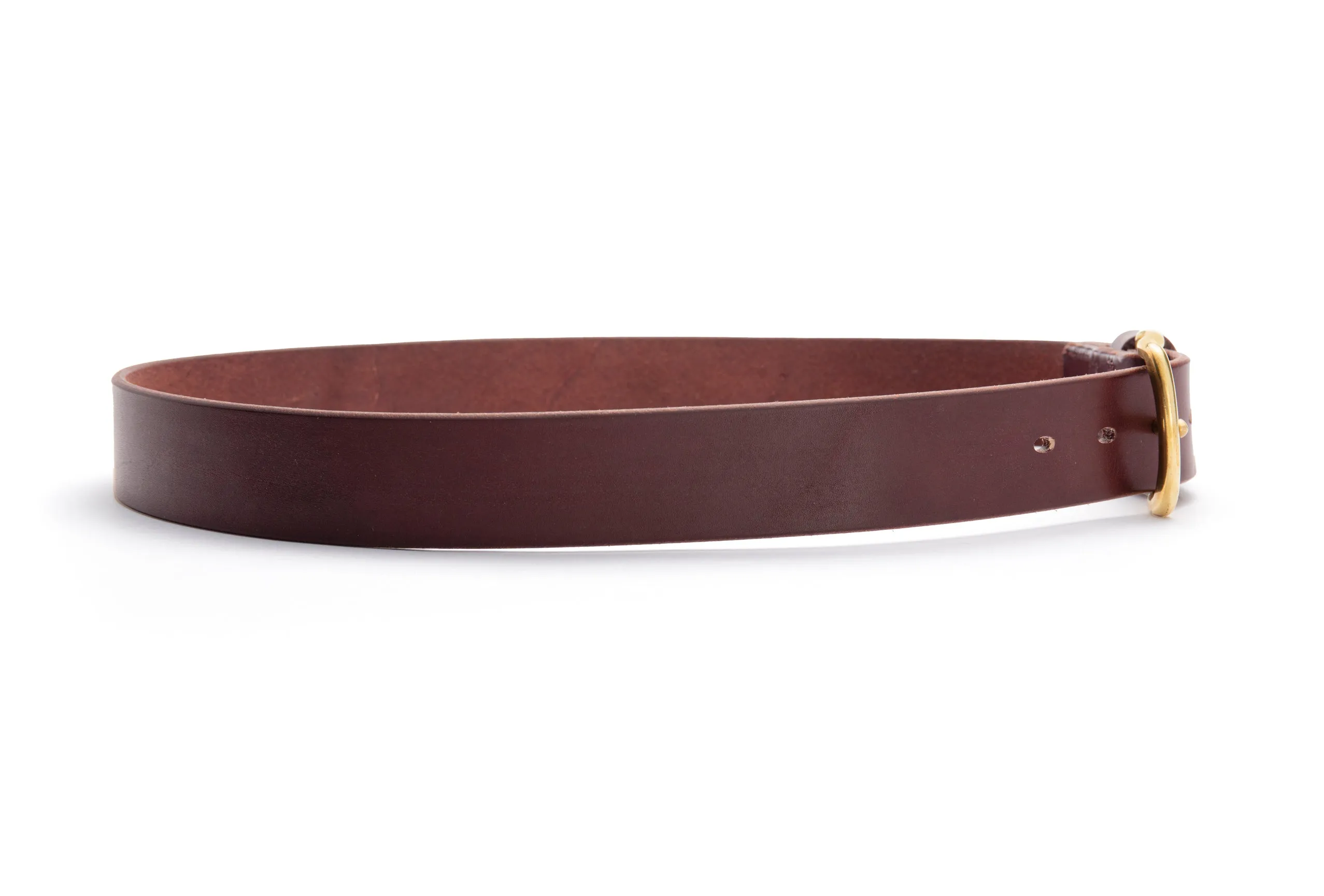 Brunett Leather Belt with Solid Brass Buckle (Dark Natural)