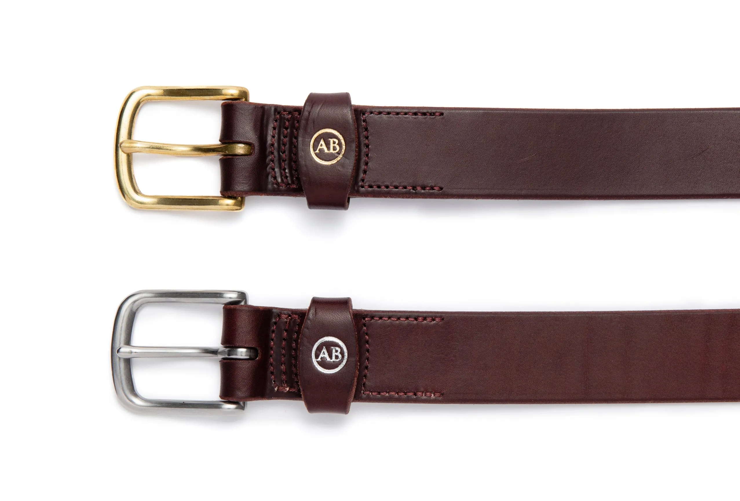 Brunett Leather Belt with Solid Brass Buckle (Dark Natural)