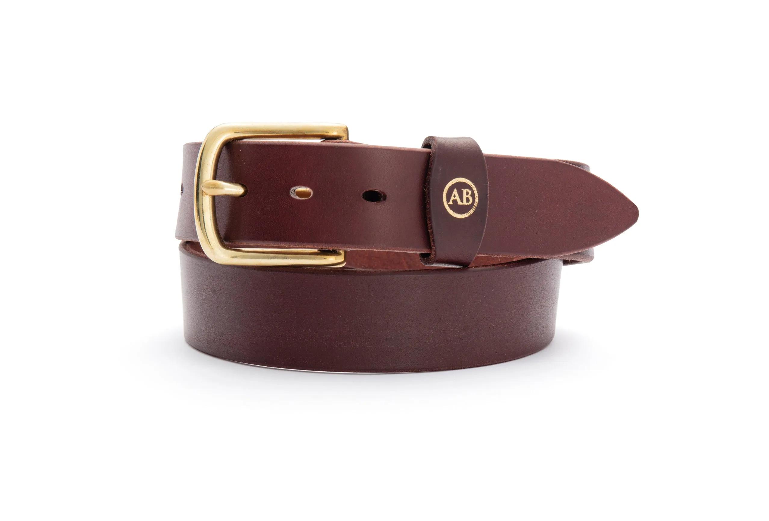Brunett Leather Belt with Solid Brass Buckle (Dark Natural)