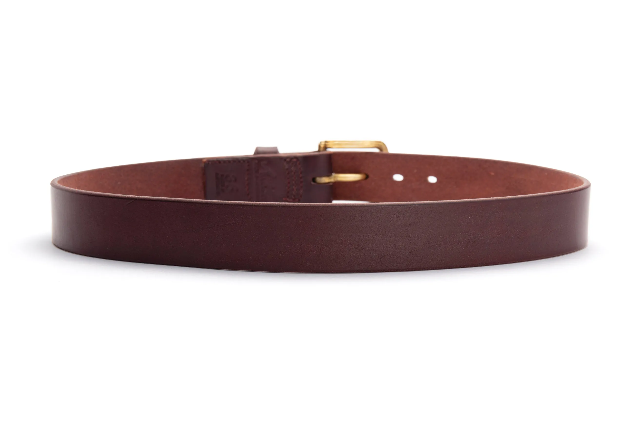 Brunett Leather Belt with Solid Brass Buckle (Dark Natural)