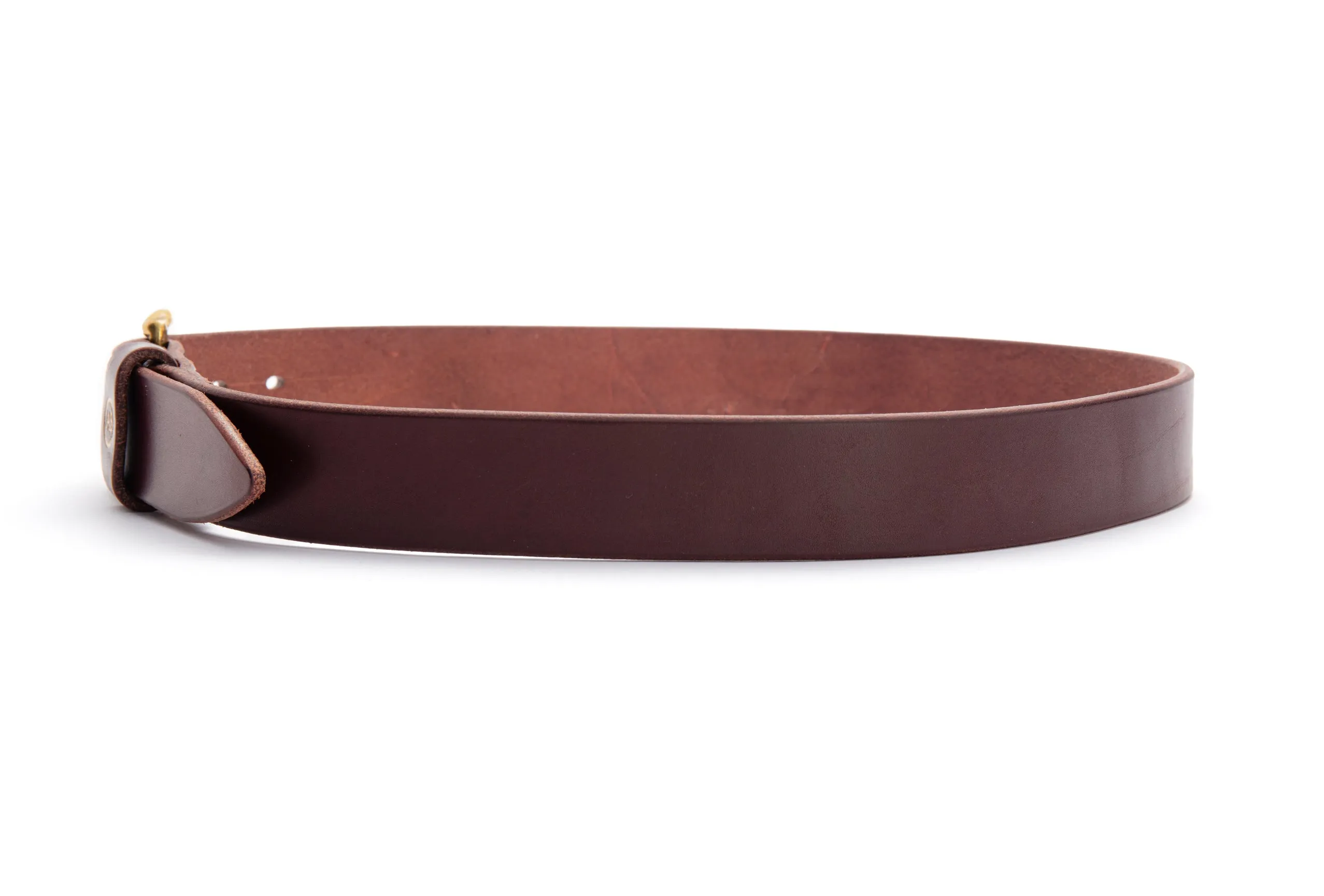 Brunett Leather Belt with Solid Brass Buckle (Dark Natural)