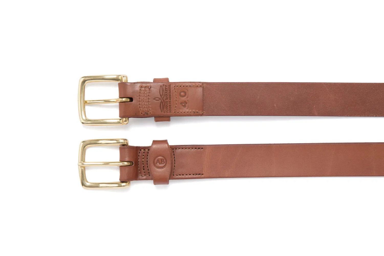 Brunett Leather Belt with Solid Brass Buckle (Natural)