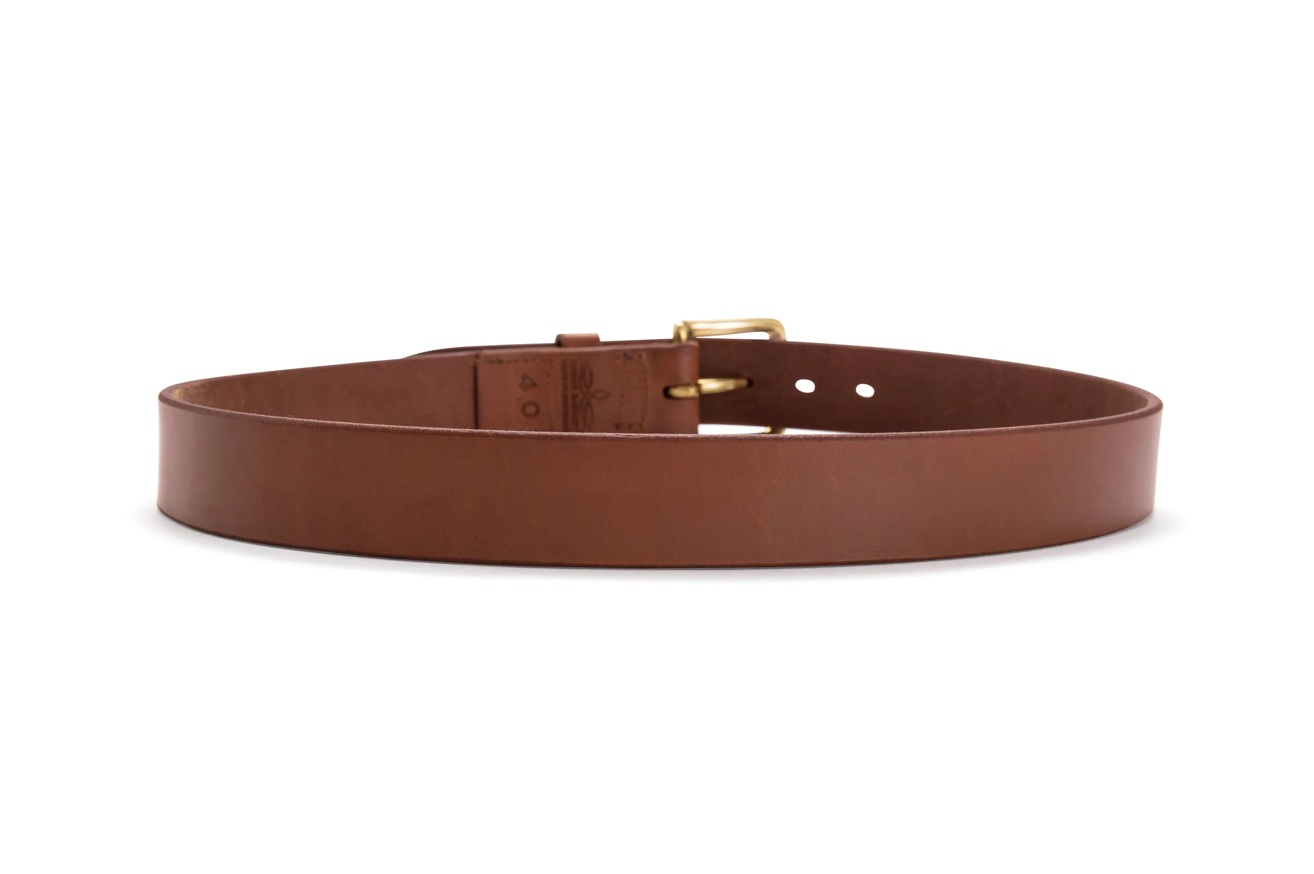 Brunett Leather Belt with Solid Brass Buckle (Natural)