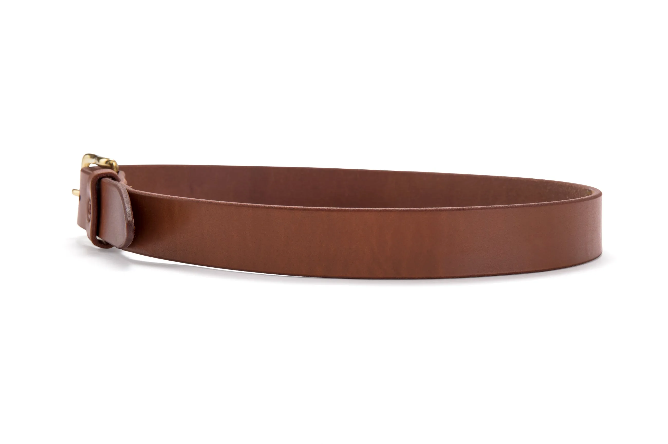 Brunett Leather Belt with Solid Brass Buckle (Natural)