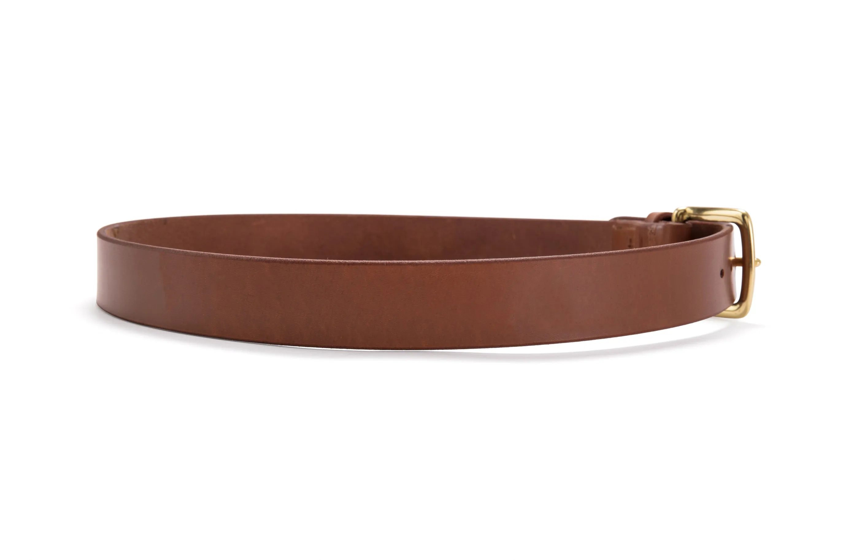 Brunett Leather Belt with Solid Brass Buckle (Natural)