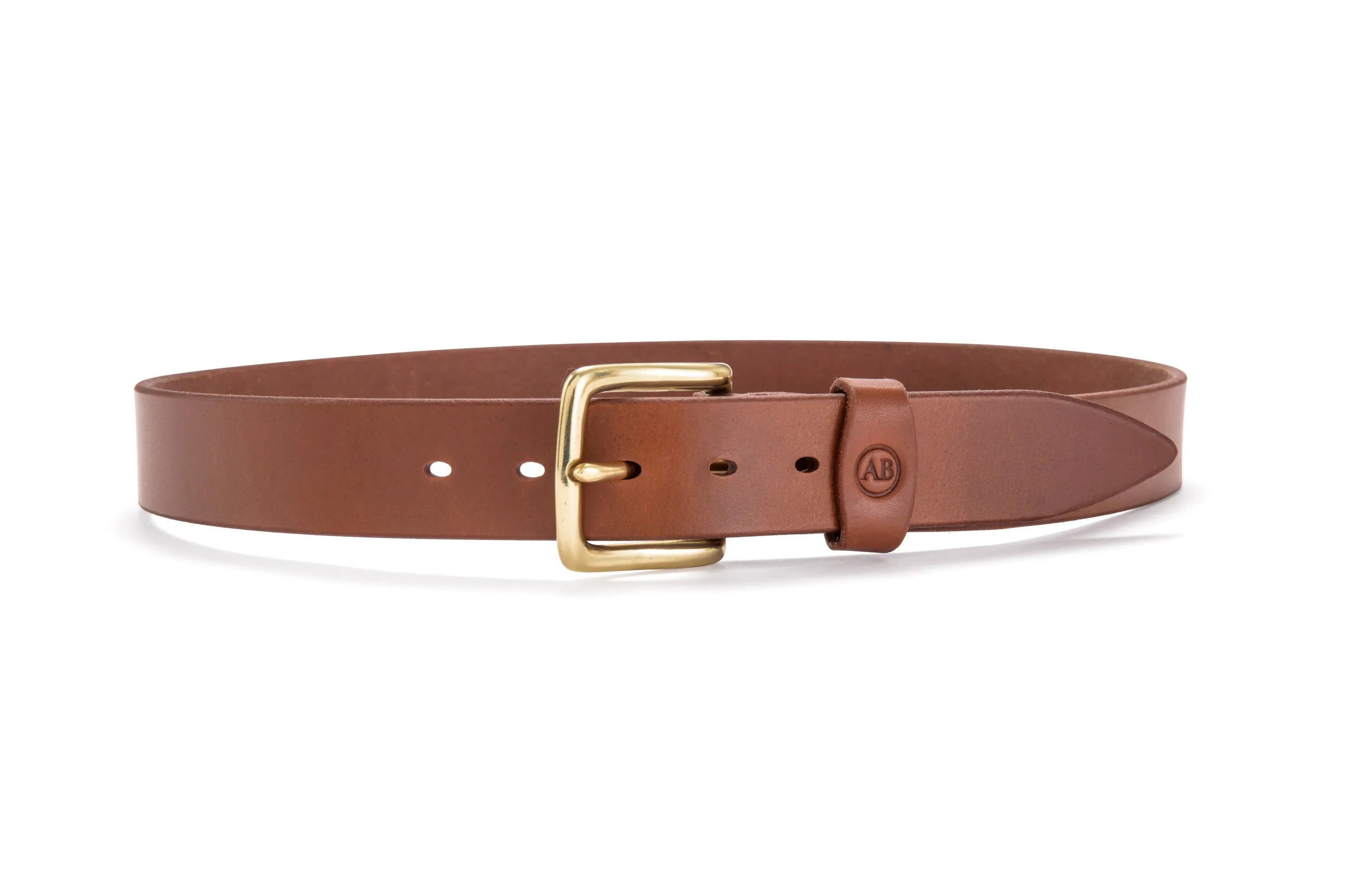 Brunett Leather Belt with Solid Brass Buckle (Natural)