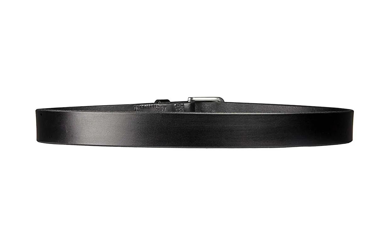 Brunett Leather Belt with Stainless Steel Buckle (Black)