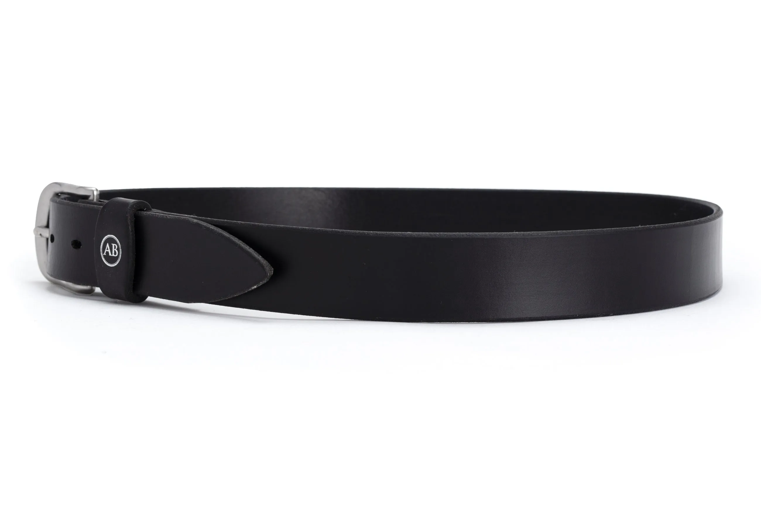 Brunett Leather Belt with Stainless Steel Buckle (Black)