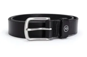 Brunett Leather Belt with Stainless Steel Buckle (Black)