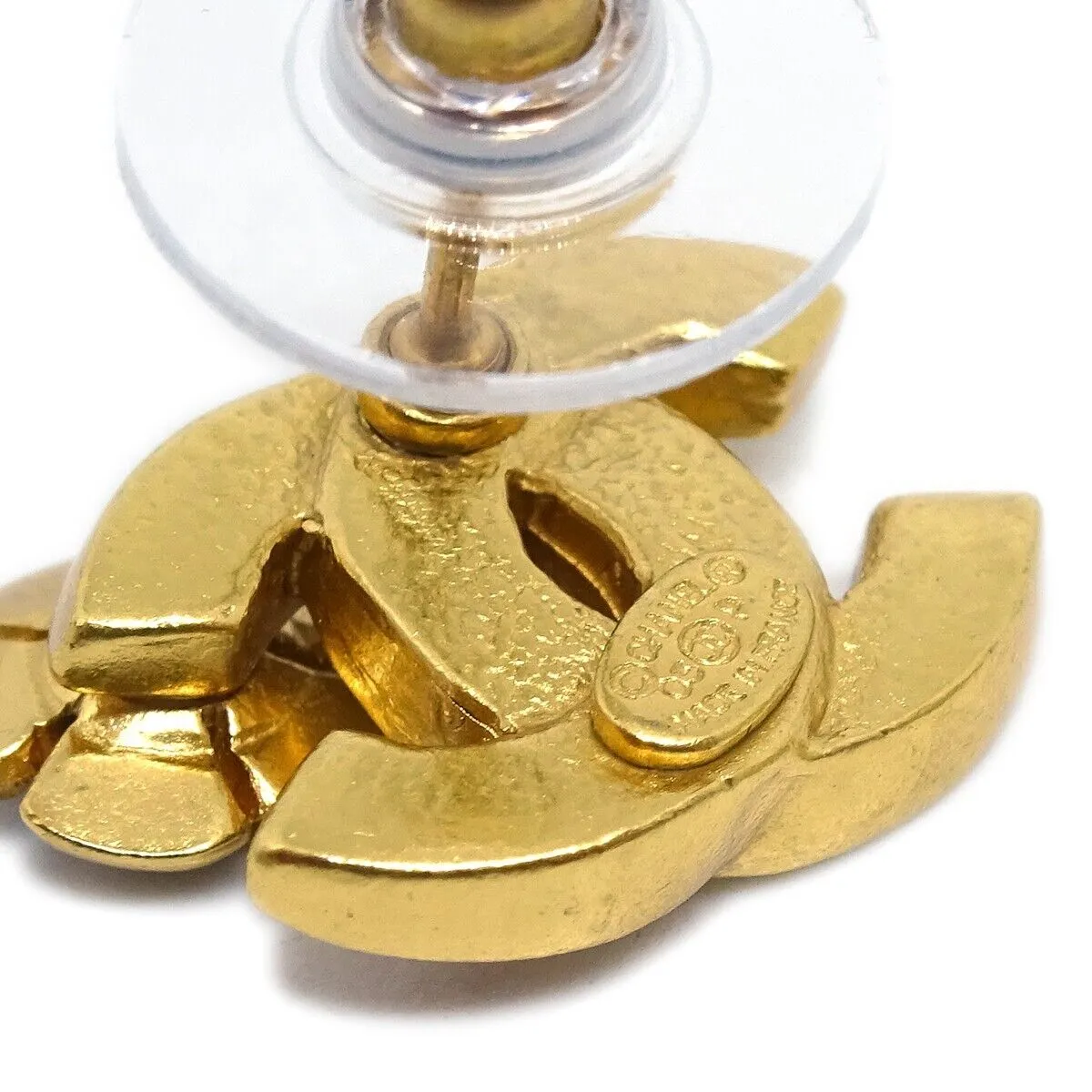 Chanel Cc Flower Piercing Earrings Gold