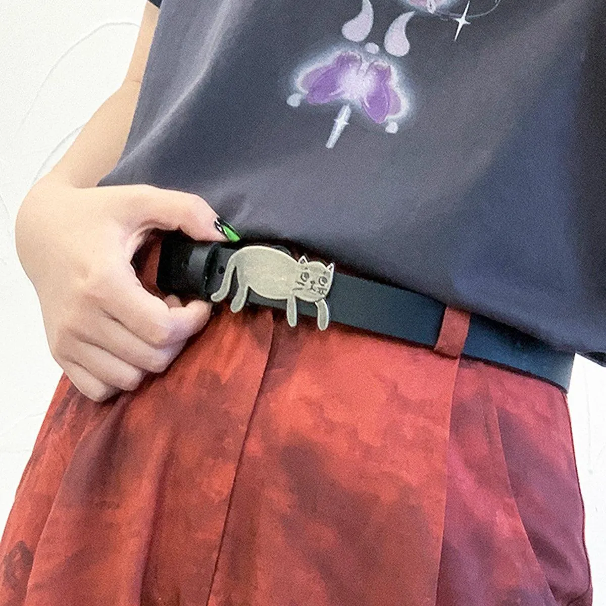 Cute Crying Cat Buckle Belt