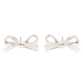 Cute Mini Bow Tie Ribbon Fashion Stud Post Earrings E615 Silver