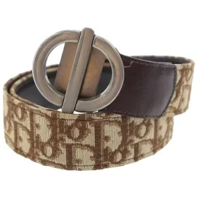 Dior Brown Trotter Print  Leather Belt w Chrome Buckle