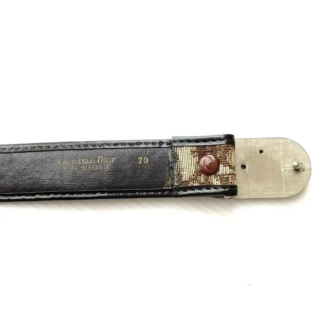 Dior Brown Trotter Print Printleather With Two Tone D Buckle Belt