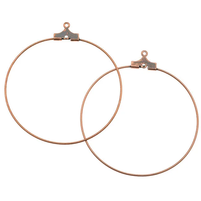Earring Findings, Beading Hoops with Loop 40mm Diameter, Antiqued Copper Plated (6 Pairs)
