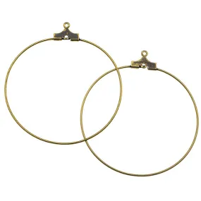 Earring Findings, Hoop Earrings with Loop 40mm Diameter, Antiqued Brass (12 pieces)