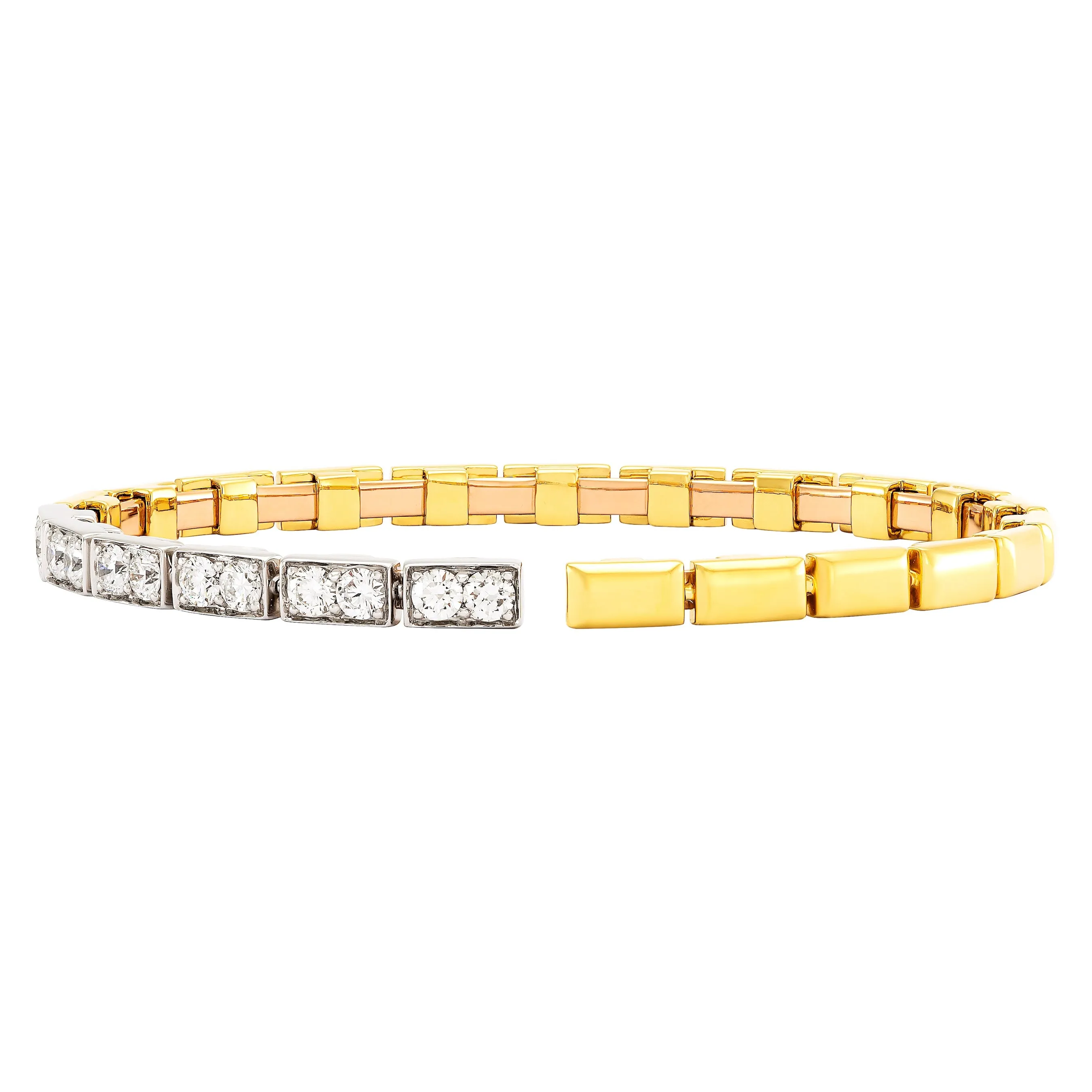 Etho Maria Diamond Reflexion Two Tone Rectangle Bangle Bracelet